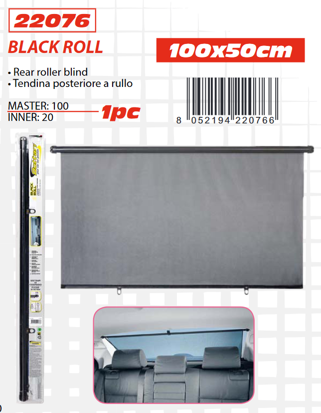 BLACK ROLL hátsó szélvédő árnyékoló 100 x 50 cm